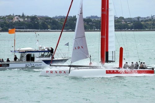  Luna Rossa and Emirates Team NZ - Practice Racing, Waitemata Harbour &copy; Richard Gladwell www.photosport.co.nz